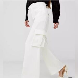 NWOT French Connection Women’s Cargo Trouser Pant 12 White Combat Trouser Office